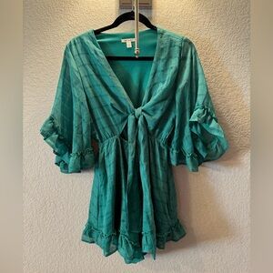 Francesca's Joie Green Front Tie Romper